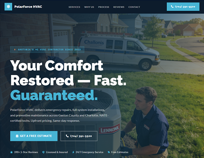 HVAC demo site preview