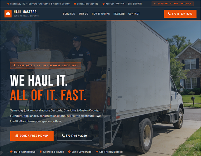 Junk Removal demo site preview