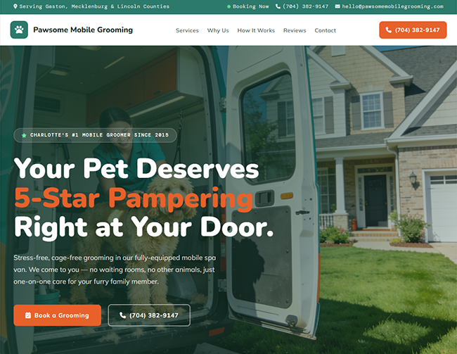 Pet Grooming demo site preview