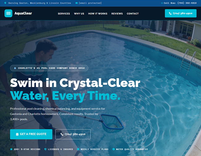 Pool Service demo site preview