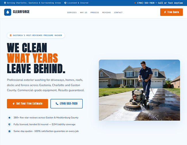 Pressure Washing demo site preview